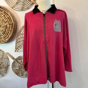 Vintage Yorkie Dog Rhinestone Jacket B-Unique 3X 100% Cotton Made in USA